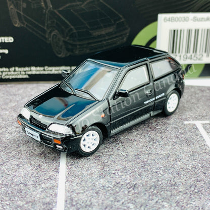 BM CREATIONS JUNIOR 1/64 Suzuki Swift 1989 BLACK LHD with Extra Wheels, Lowering Parts 64B0030