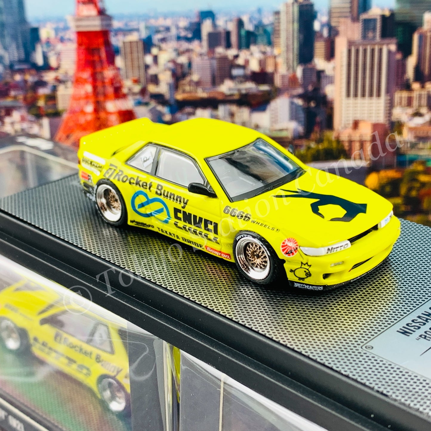 INNO64 1/64 NISSAN SILVIA S13 V2 PANDEM / ROCKET BUNNY  Light Yellow  IN64-S13V2-LIY