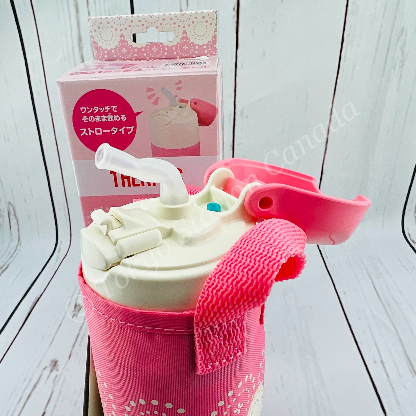 THERMOS Vacuum Insulated Straw Bottle 0.4 L Coral Pink FHL-400F CP (4562344354127)