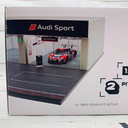Tarmac Works 1/64 Pit Garage Diorama - Audi Sport - DIORAMA64 T64D-001-AS Includes T64-007-18BGTA5 Audi R8 LMS Blancpain GT Series Asia 2018