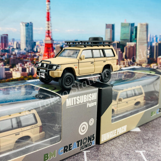 BM CREATIONS JUNIOR 1/64 Mitsubishi Pajero 2nd Generation JUNGLE PACK Matt Ivory LHD 64B0047