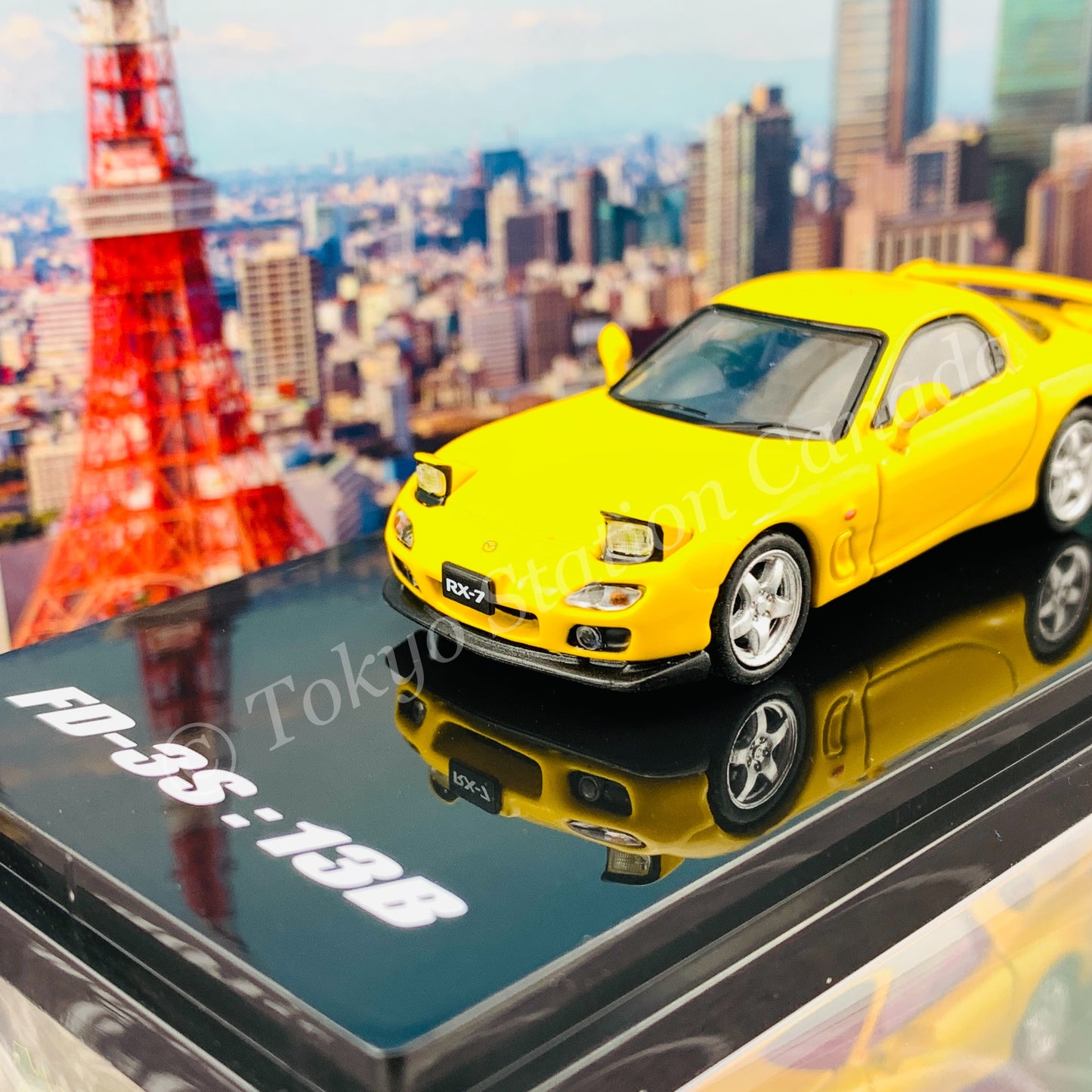 HOBBY JAPAN 1/64 Mazda RX-7 (FD3S) TYPE RS With Engine Display Model Sunburst Yellow HJ642007FY