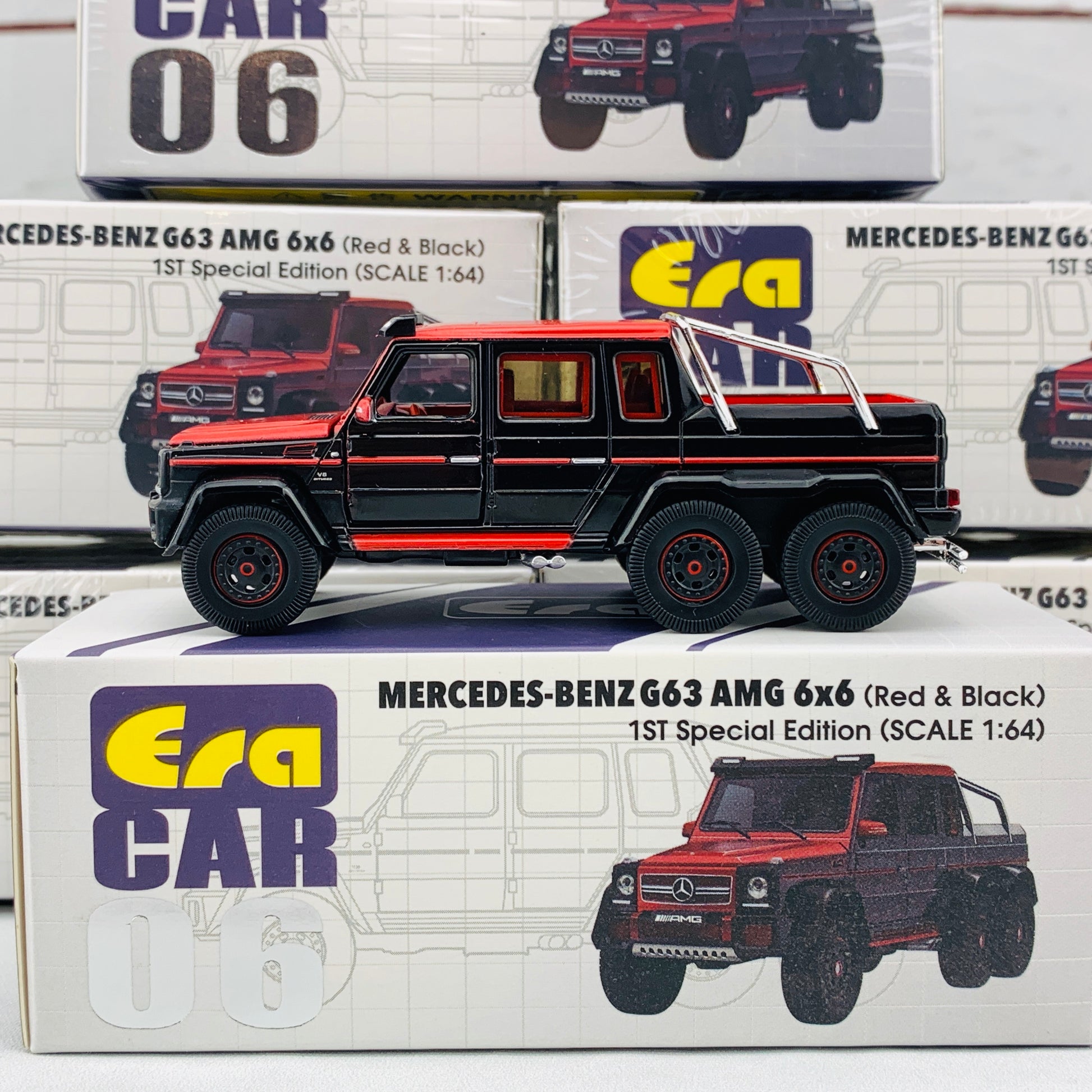 ERA CAR 06 1/64 Mercedes Benz G63 AMG 6x6 Red & Black 1st Special Edition MB196X6RF06