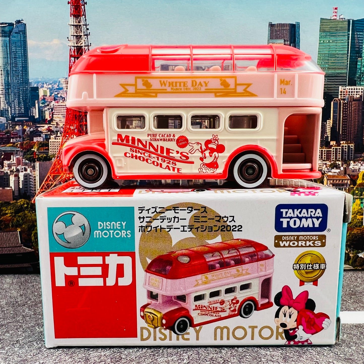 TOMICA DISNEY MOTORS Sunny Decker Minnie Mouse Whiteday Edition 2022 (4904810188230)