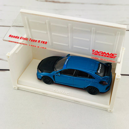 Tarmac Works 1/64 Honda Civic Type R FK8 Brilliant Blue with Black Bonnet and Container T64-014-BLE