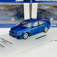 NNO64 1/64 Toyota Altezza RS200 Z-Edition with extra wheels set and carbon hood water slide decals IN64-RS200-BLU