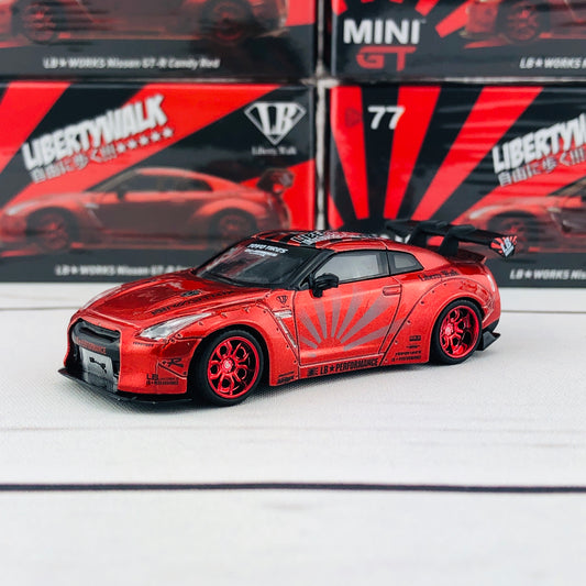 MINI GT 1/64 LB★Works Nissan GTR (R35) Type 1, Rear Wing ver 1+2 Candy Red RHD MGT00077-R