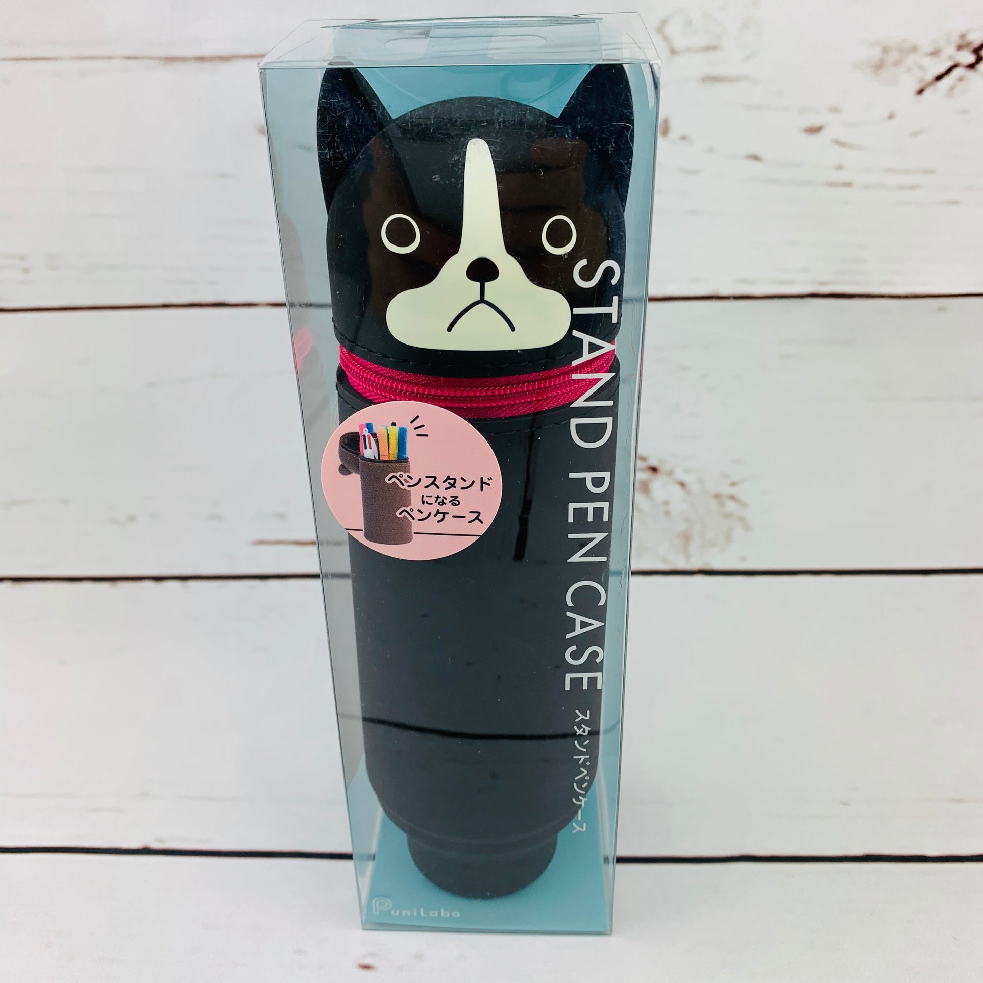 LIHIT LAB Japan Animal "Standing" Pencil Case - Boston Terrier A-7712-8