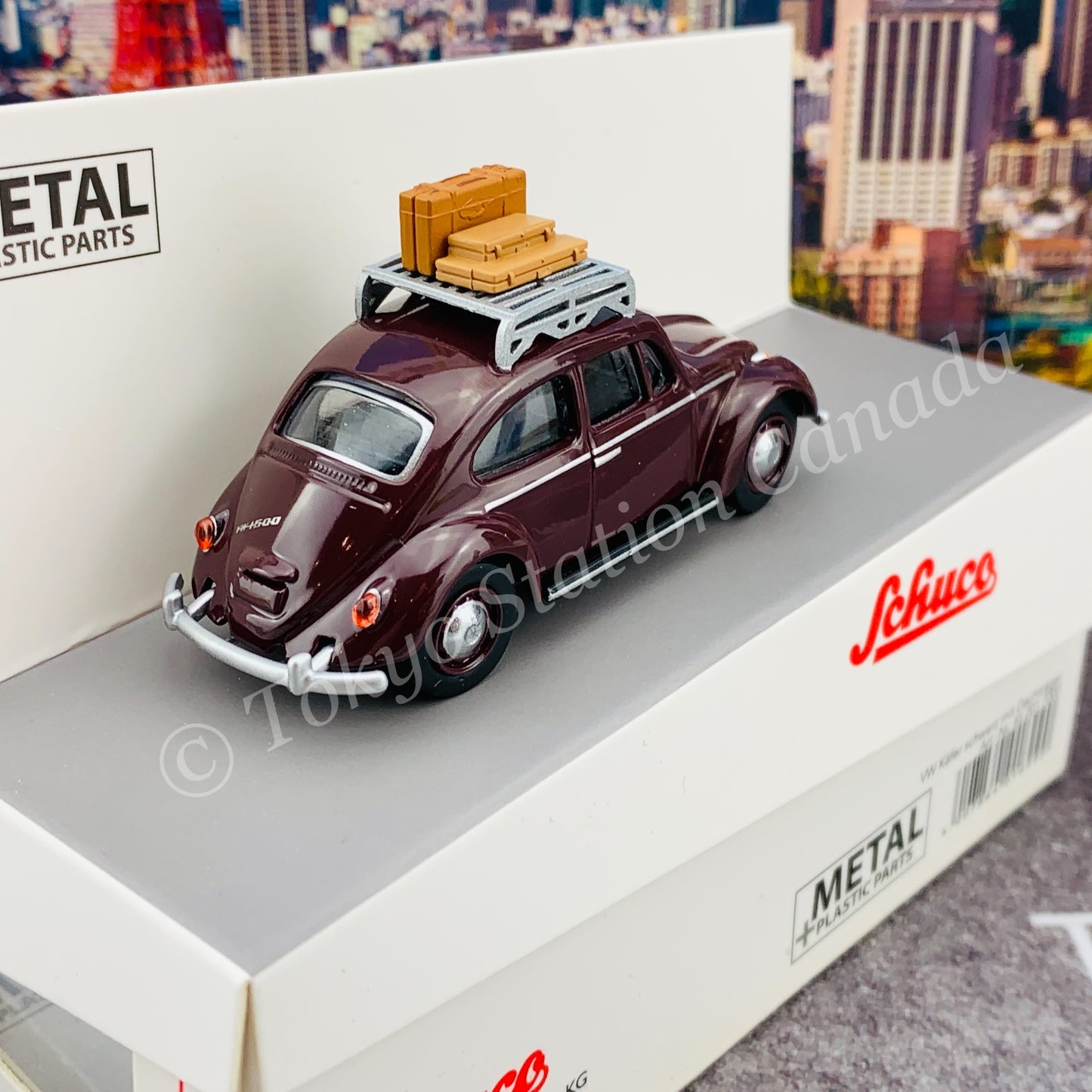 Schuco 1/64 VW Käfer (Beetle) with Roof Rack and Baggage 452017000