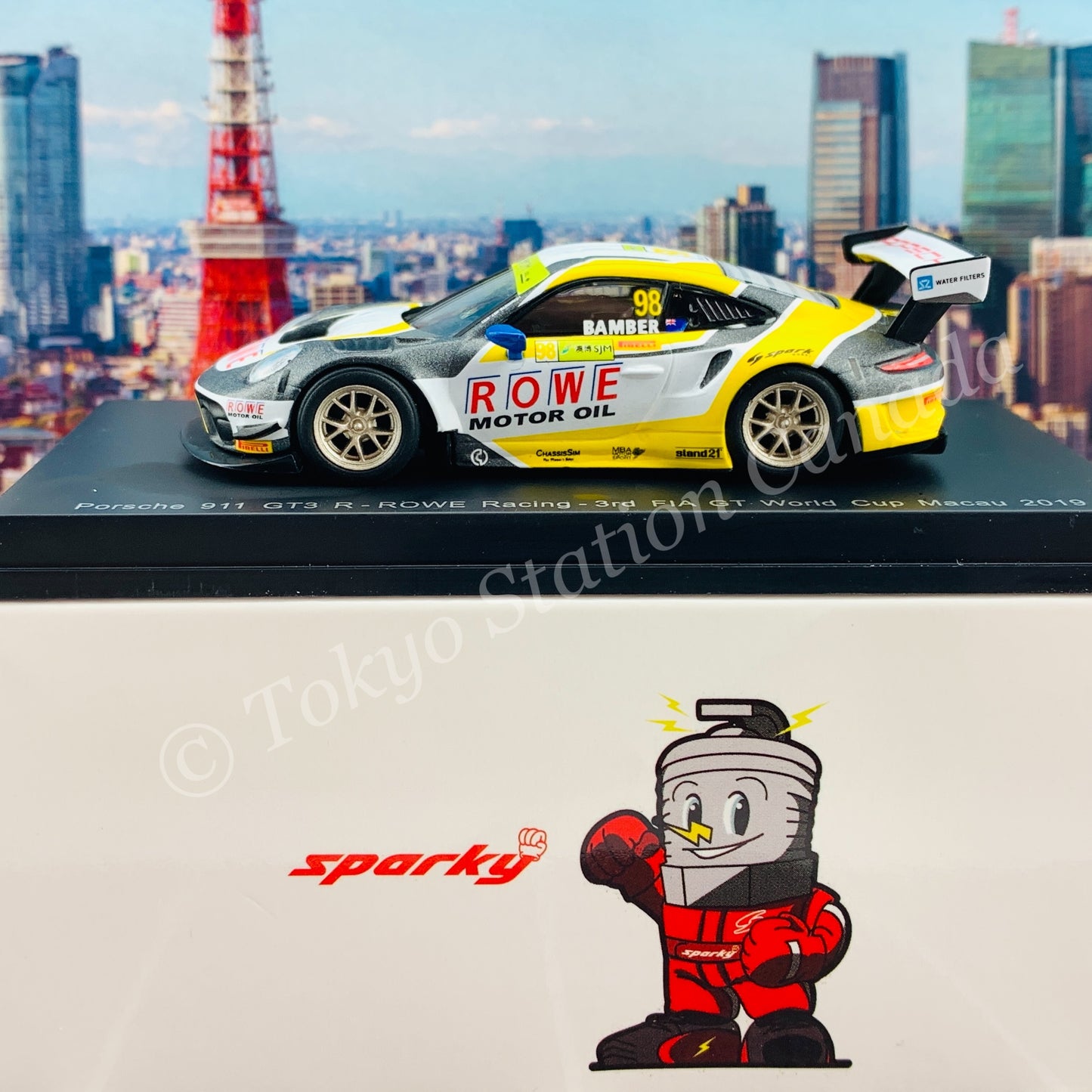 Sparky 1/64 PORSCHE 911 GT3 R NO.98 ROWE RACING 3RD FIA GT WORLD CUP MACAU 2019 EARL BAMBER Y167