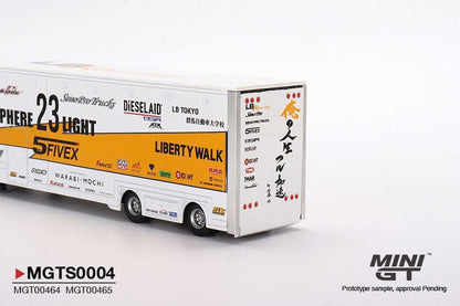 MINI GT 1/64 LB Racing Racing Transporter Set (Included 1 transporter and 1 Car)  MGTS0004