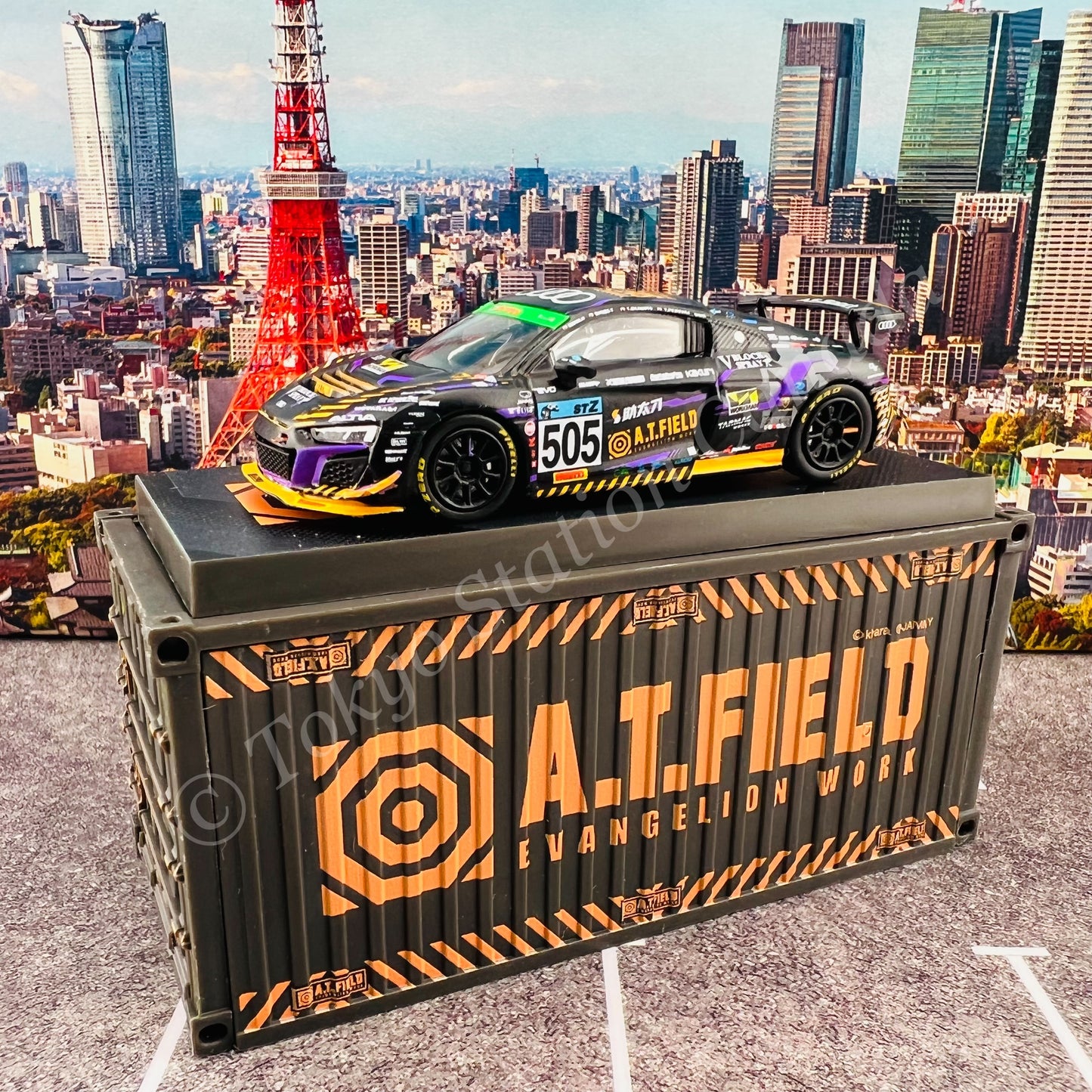 TARMAC WORKS 1/64 COLLAB64 Audi R8 LMS GT4  Super Taikyu STZ 2020 Nishimura / Okamoto / Tagahara / Fujiwara with Container T64-070-EVA20