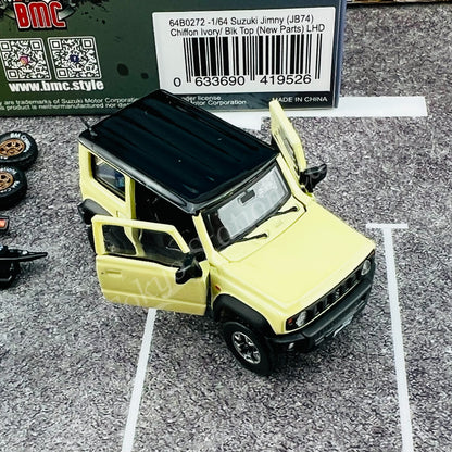BM CREATIONS 1/64 Suzuki Jimny (JB74) Chiffon Ivory w/ Black Top with New Parts LHD 64B0272
