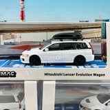 Tarmac Works 1/64 ROAD64 Mitsubishi Lancer Evolution Wagon With detached rooftop cargo carrier White T64R-042-WH