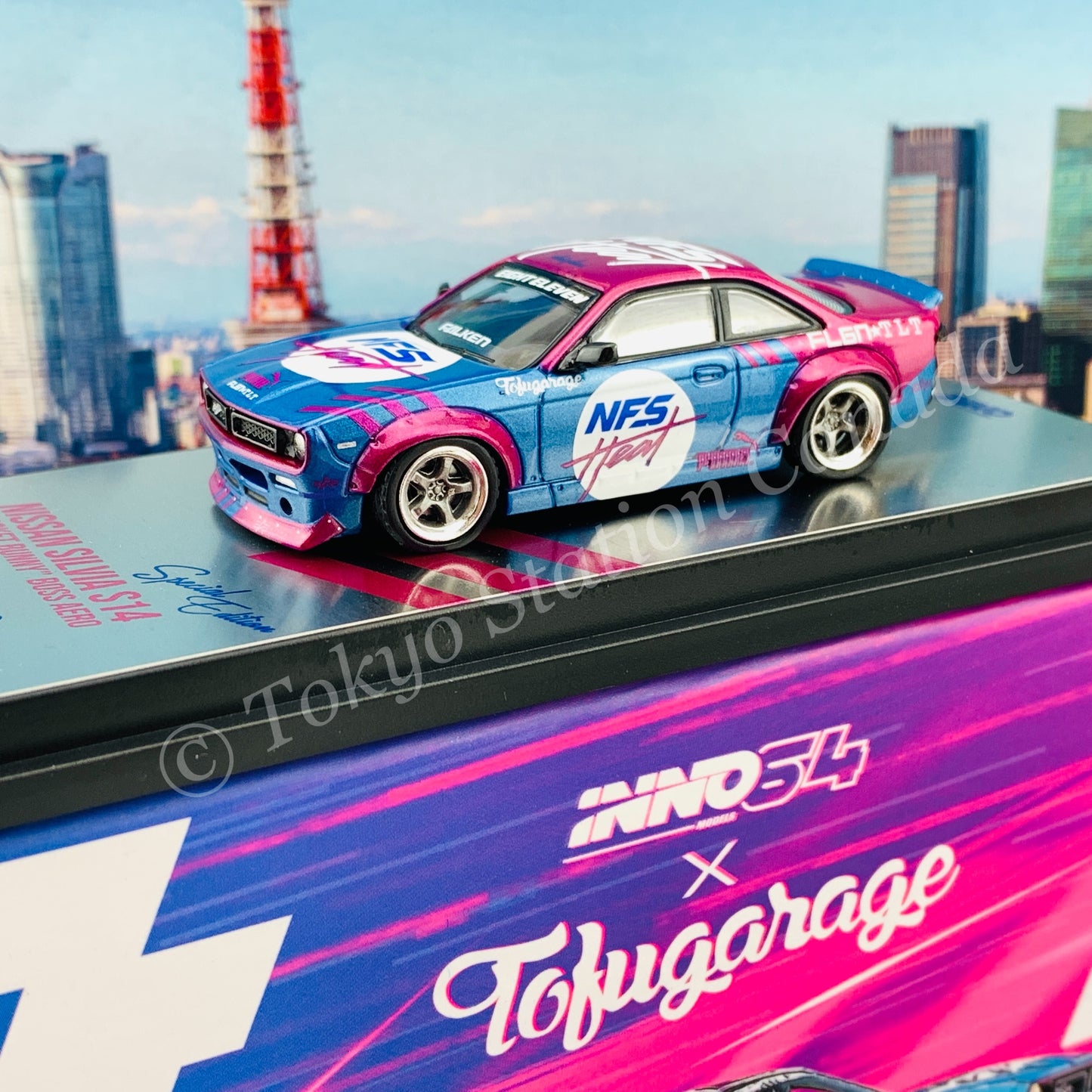 INNO64 1/64 NISSAN SIVIA S14 ROCKET BUNNY BOSS AERO "TOFUGARAGE" With Special Packaging IN64-S14B-NFS