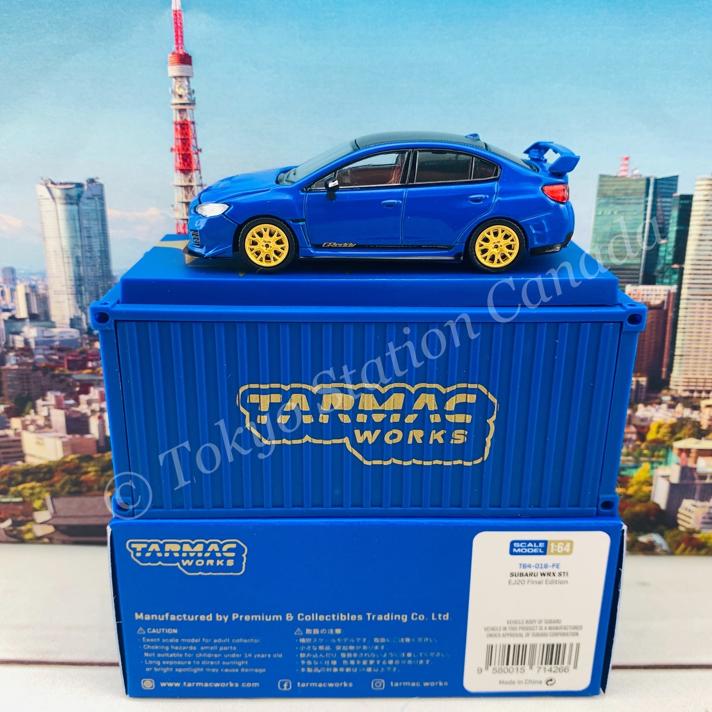 Tarmac Works 1/64 Subaru WRX STI EJ20 Final Edition (S208) Blue with Container T64-016-FE