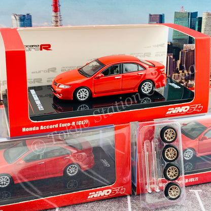 INNO64 1/64 HONDA ACCORD Euro-R CL7 Milano Red With extra wheels and Decals IN64-CL7-RED