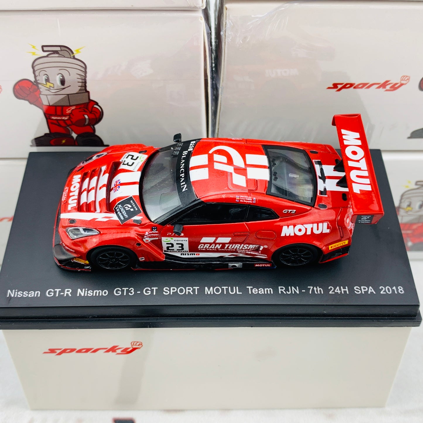 Sparky 1/64 NISSAN GT-R NISMO GT3 NO.23 GT SPORT MOTUL TEAM RJN 7TH 24H SPA 2018 M. PARRY - A. BUNCOMBE - L. ORDONEZ Y128