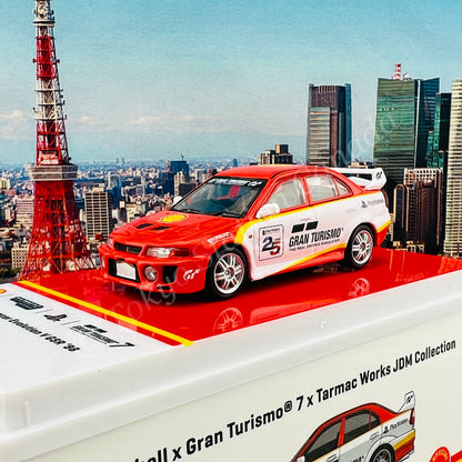 TARMAC WORKS x Gran Turismo 7 x SHELL 1/64 Mitsubishi Lancer Evolution V GSR 1998 T64-012-SS22