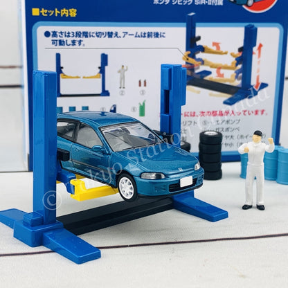 Tomytec Tomicarama Vintage 06a Car Lift including a TLV-NEO Honda Civic SiR-II
