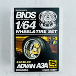 BNDS 1/64 Alloy Wheel & Tire Set ADVAN A3A GOLD BC64065