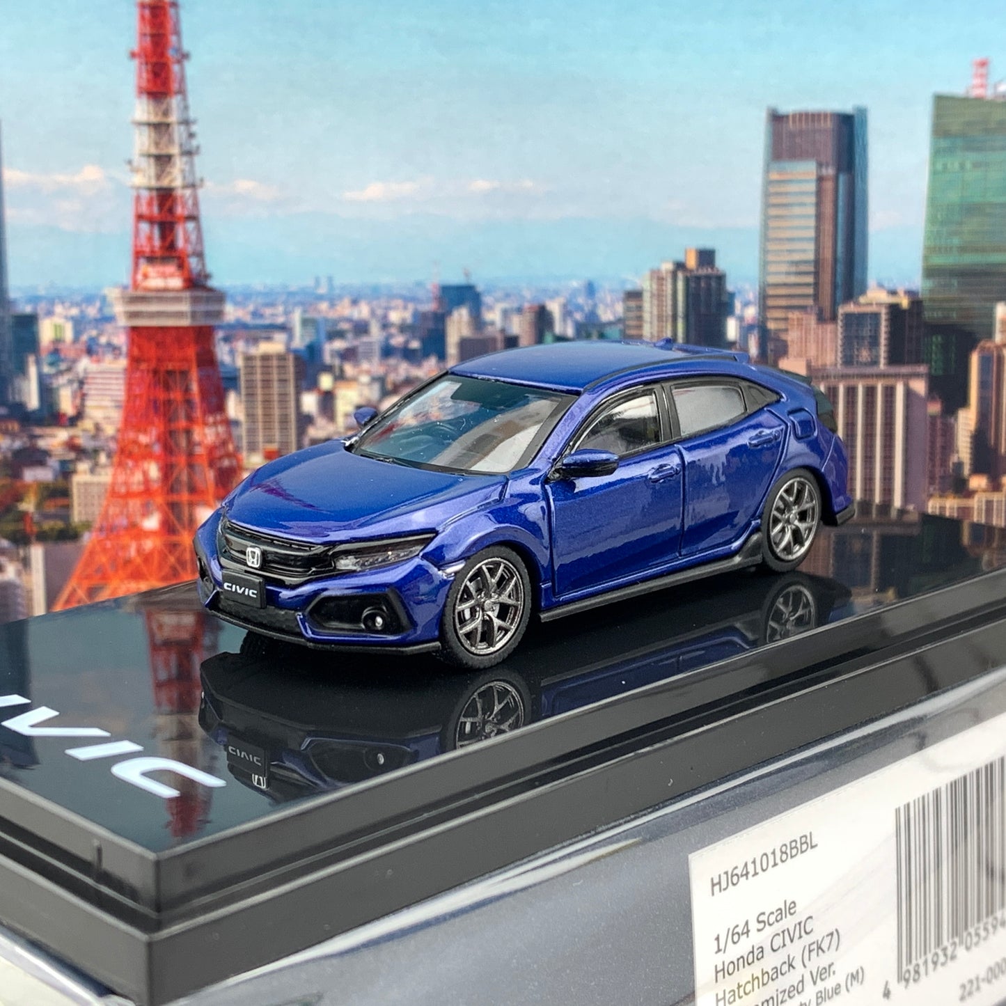 HOBBY JAPAN 1/64 Honda CIVIC Hatchback FK7 Blue Metallic Customized Version HJ641018BL