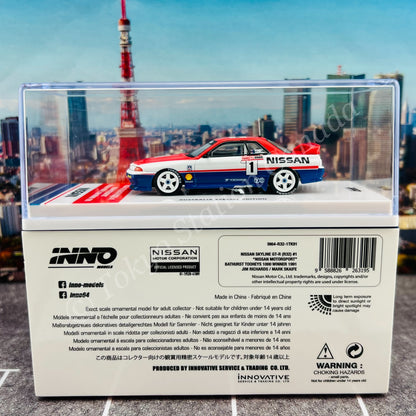 INNO64 1/64 NISSAN SKYLINE GT-R R32 #1 "NISSAN MOTORSPORT" Bathurst Tooheys 1000 Winner 1991 Jim Richards / Mark Skaife Australia Special Edition IN64-R32-1KT91