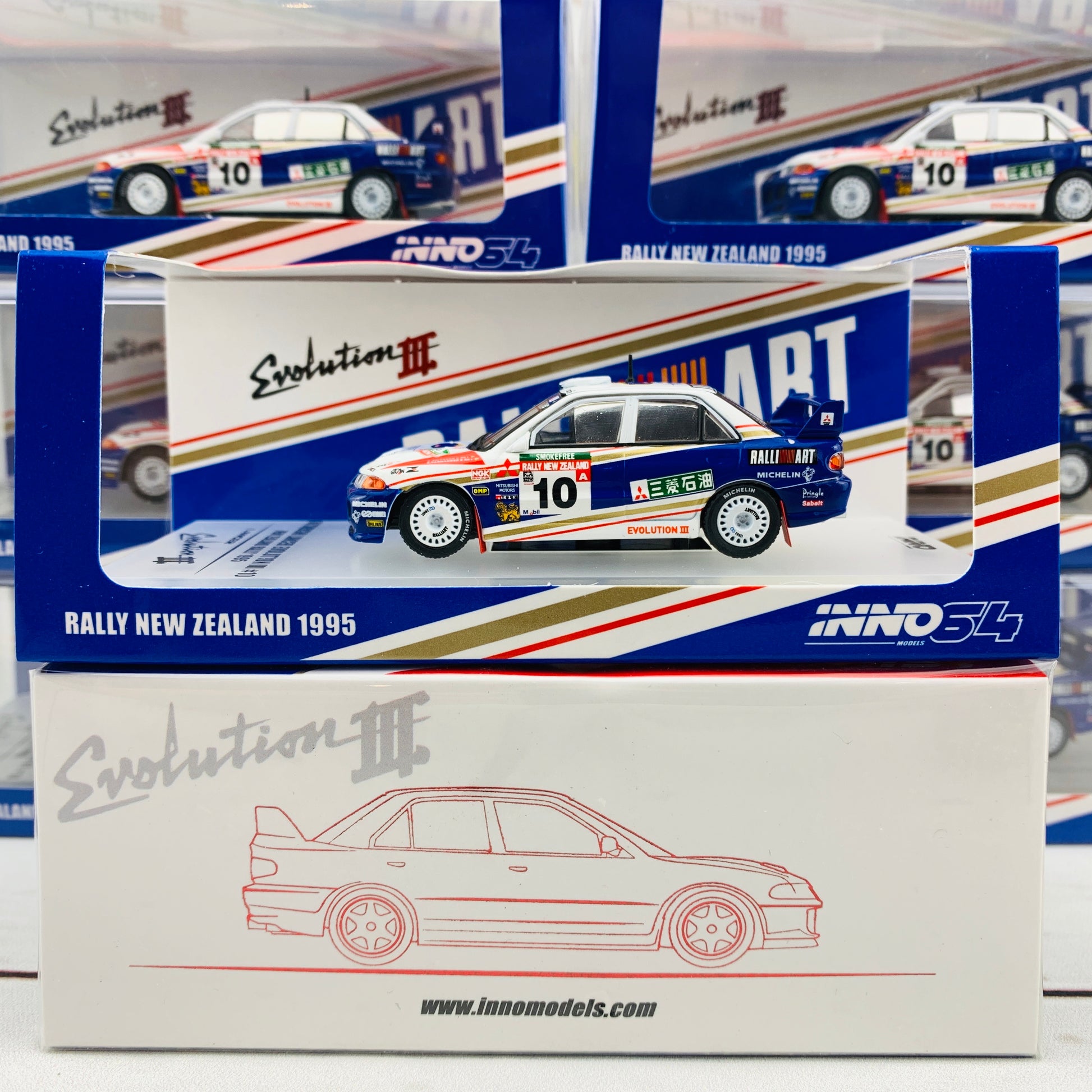 INNO64 1/64 Mitsubishi Lancer Evolution III #10 New Zealand Rally 1995 IN64-EVO3-95NZ10