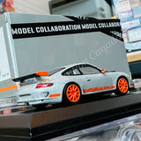 Tarmac Works x MINICHAMPS COLLAB64 1/64 Porsche 911 GT3 RS (997) Silver / Orange T64MC-001-SL (643066005)
