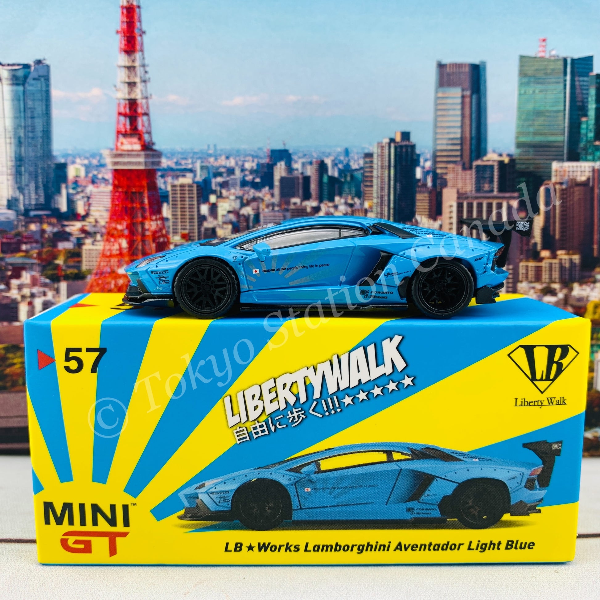 MINI GT 1/64 LB★WORKS Lamborghini Aventador Light Blue RHD MGT00057-R