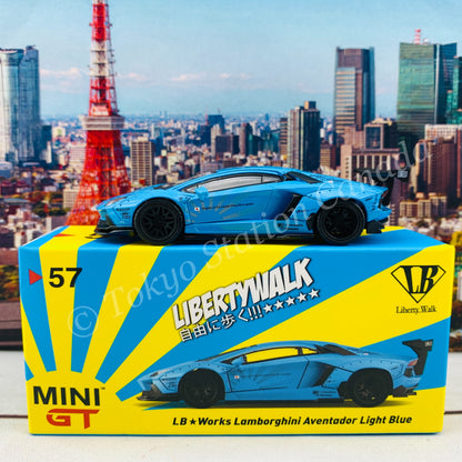 MINI GT 1/64 LB★WORKS Lamborghini Aventador Light Blue RHD MGT00057-R