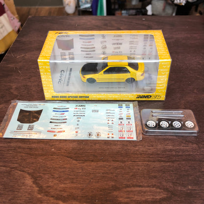INNO64 HONDA CIVIC FERIO EG9 YELLOW with Customizable Stickers and 1 set of wheel - HONG KONG SPECIAL EDITION