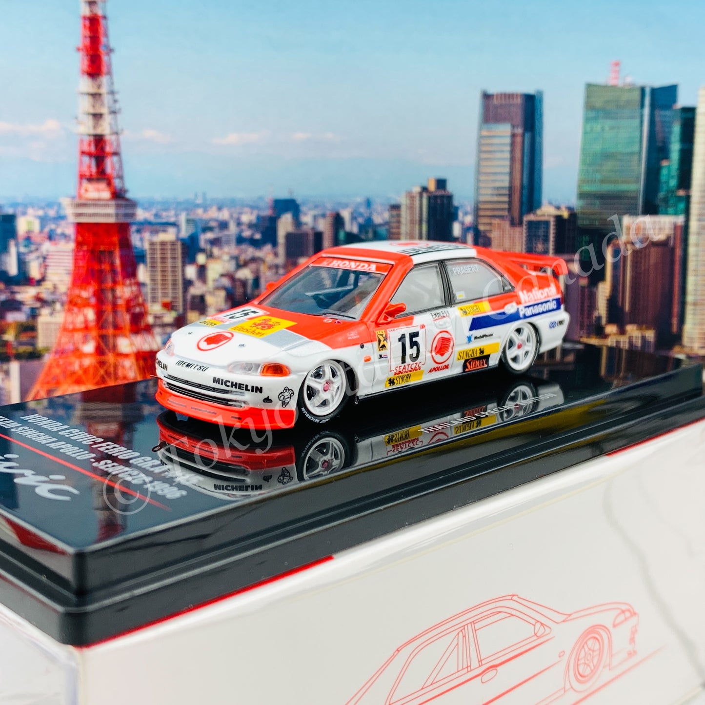 INNO64 1/64 Honda Civic Ferio GR.A #15 "IDEMITSU" Team Singha Apollo - SEATCZC 1996 "Thailand Special Edition" IN64-EG9-SEAT