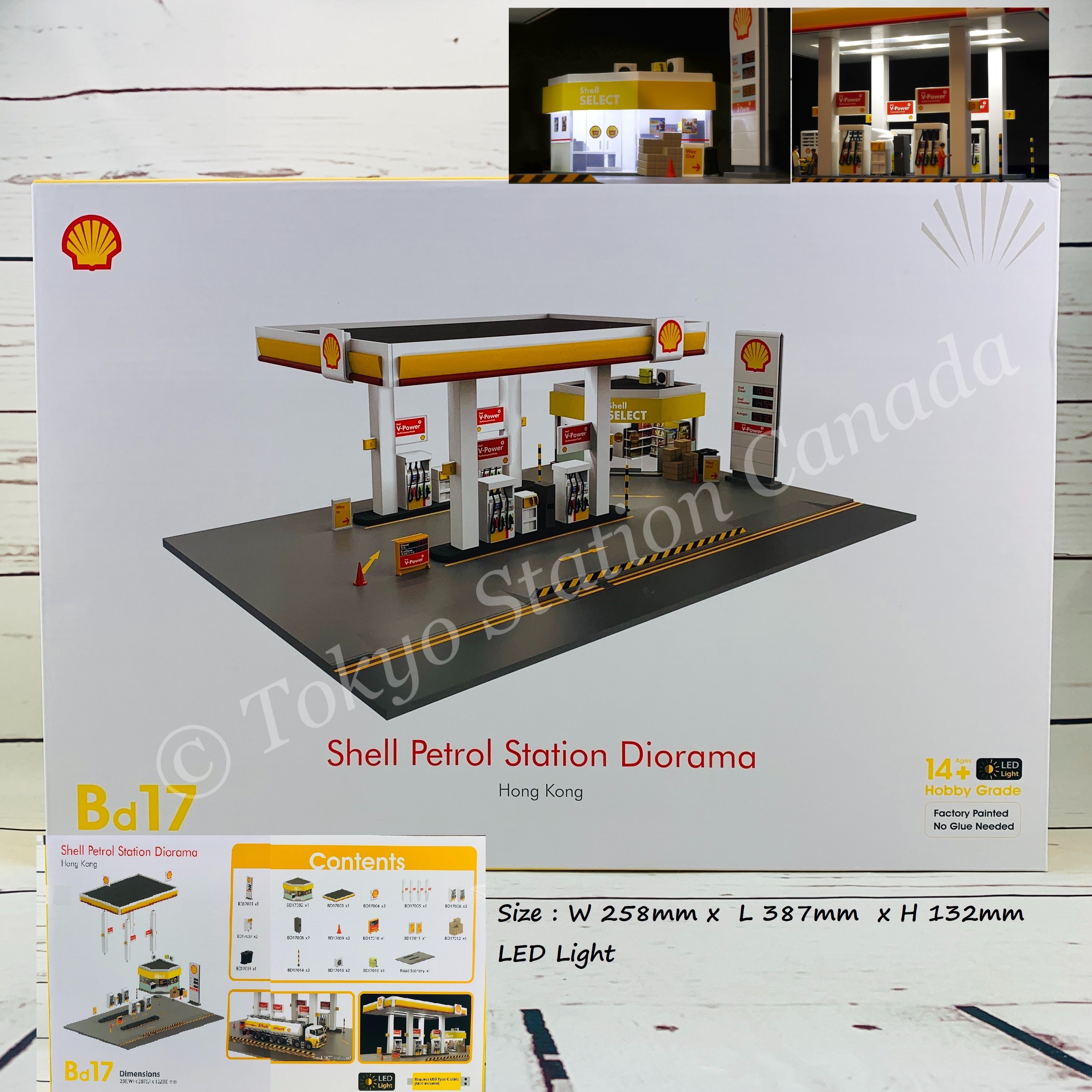 Tiny 微影 Hong Kong Shell Petrol Station Diorama with LED Light