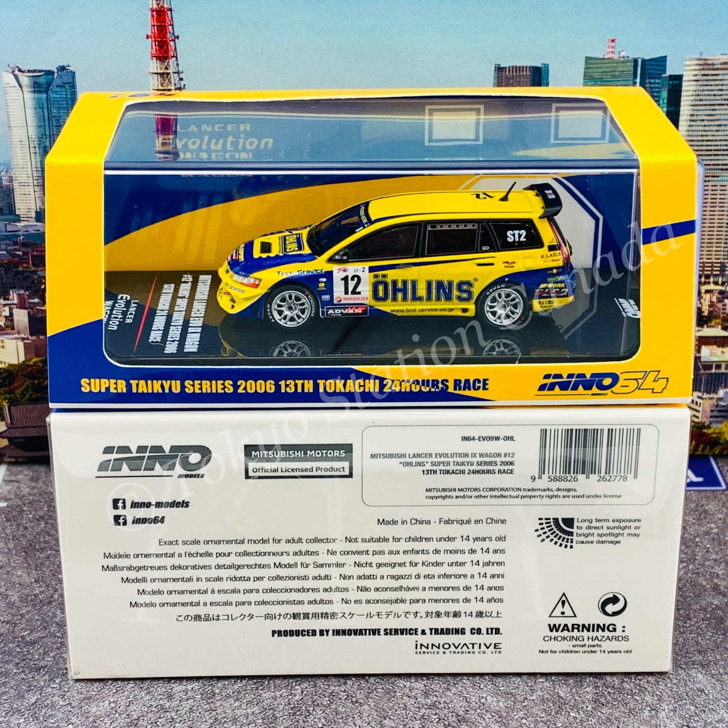 INNO64 1/64 MITSUBISHI LANCER EVOLUTION IX Wagon #12 "OHLINS"  Super Taikyu Series 2006 13th TOKACHI 24hours Race IN64-EVO9W-OHL