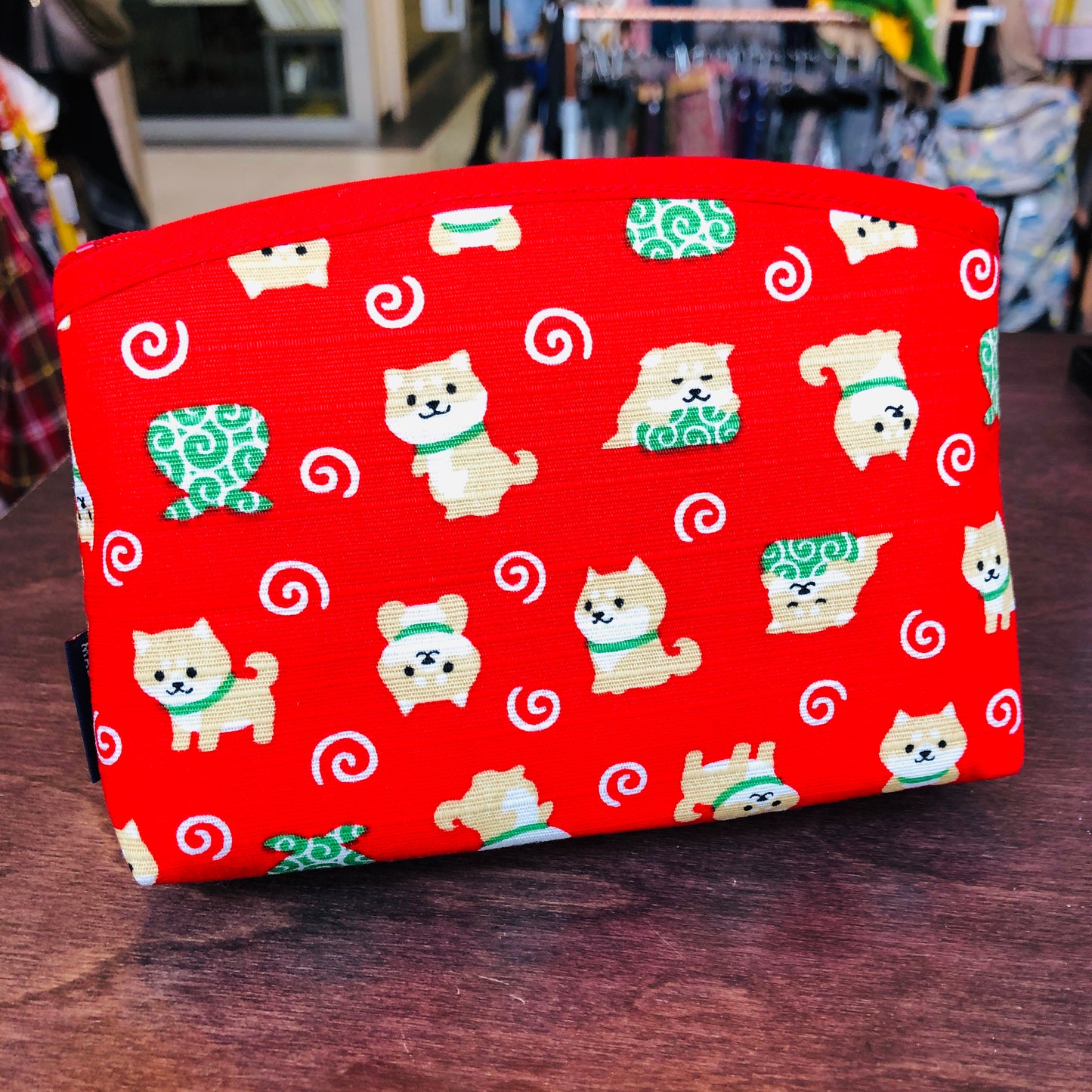Shiba Inu Pouch Red "wa fu bi yori" 16cm x 12cm