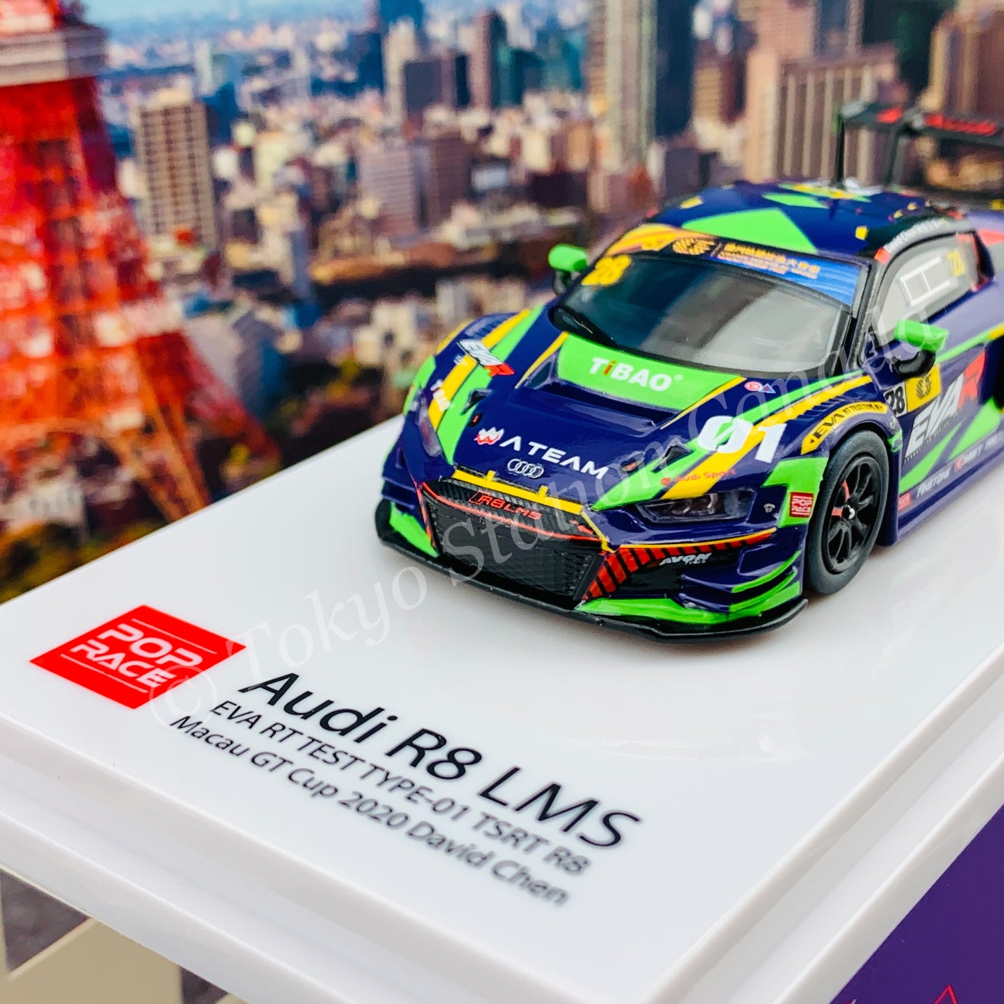 POPRACE 1/64 Audi R8 LMS EVA RT TEST TYPE-01 TSRT R8 Macau GT Cup 2020 David Chen PR64-R8LMS-20MGT28
