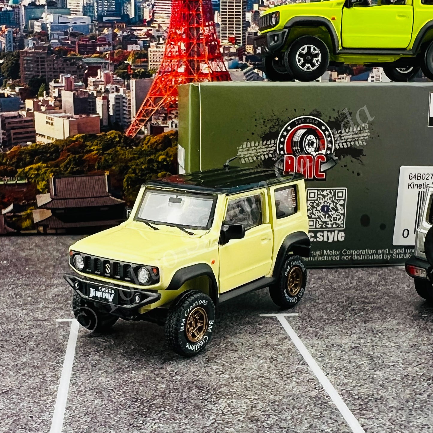 BM CREATIONS 1/64 Suzuki Jimny (JB74) Chiffon Ivory w/ Black Top with New Parts LHD 64B0272