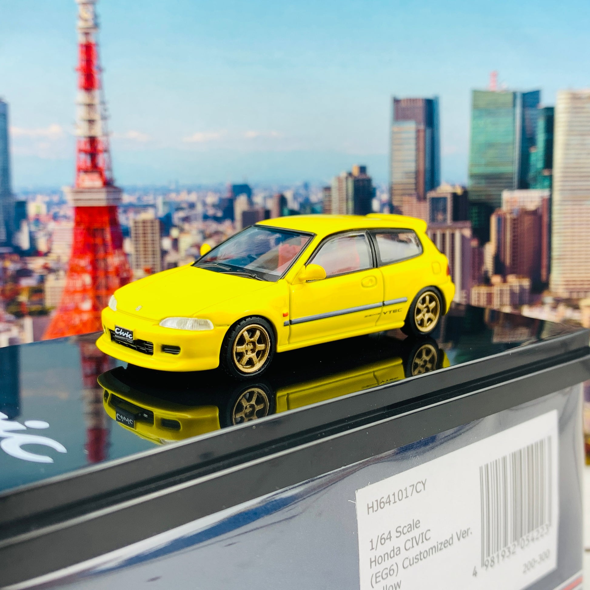 HOBBY JAPAN 1/64 Honda Civic EG6 Customized Version YELLOW HJ641017CY