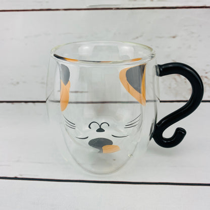 Heat Resistant Double Glass Mug みけ猫くん 13594