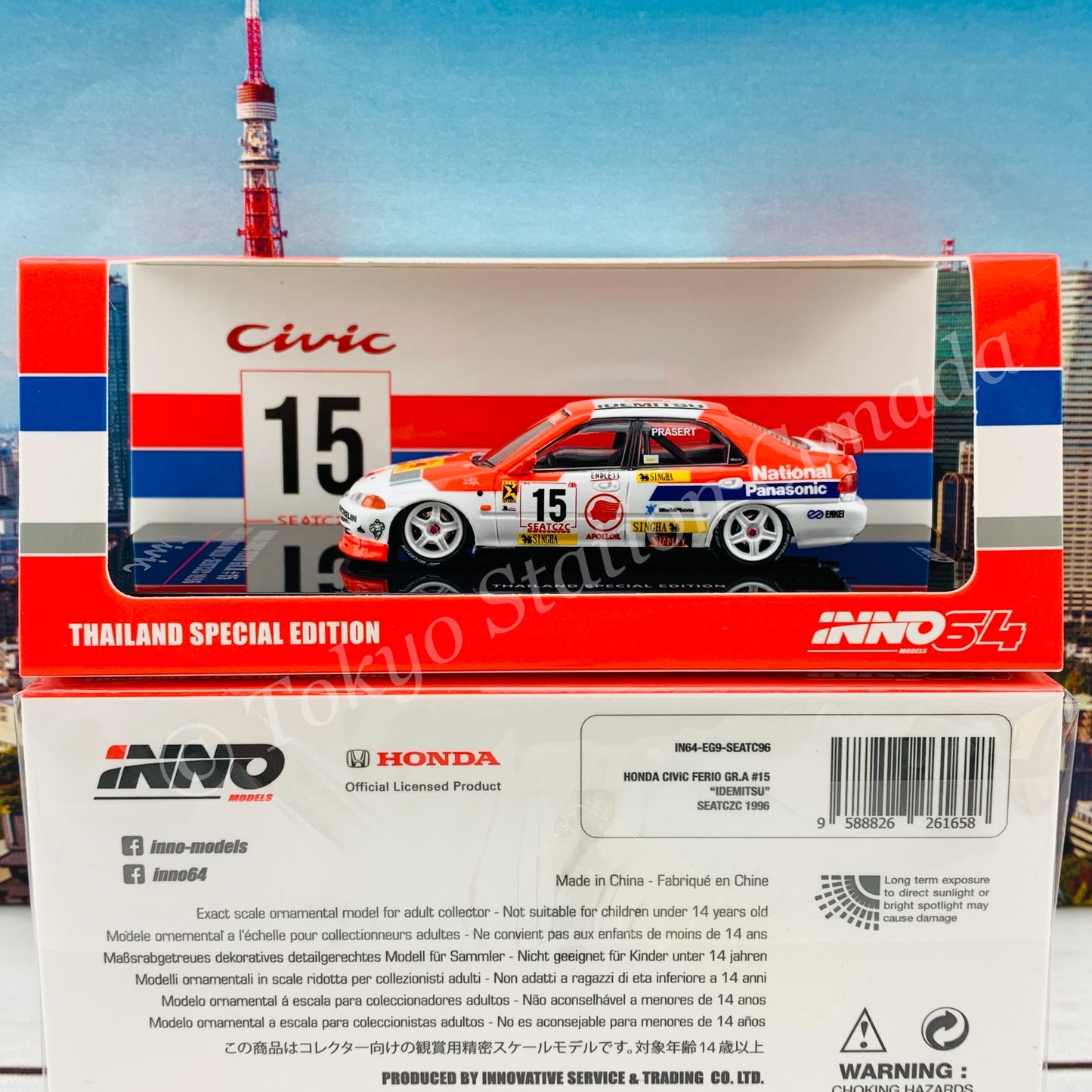 INNO64 1/64 Honda Civic Ferio GR.A #15 "IDEMITSU" Team Singha Apollo - SEATCZC 1996 "Thailand Special Edition" IN64-EG9-SEAT