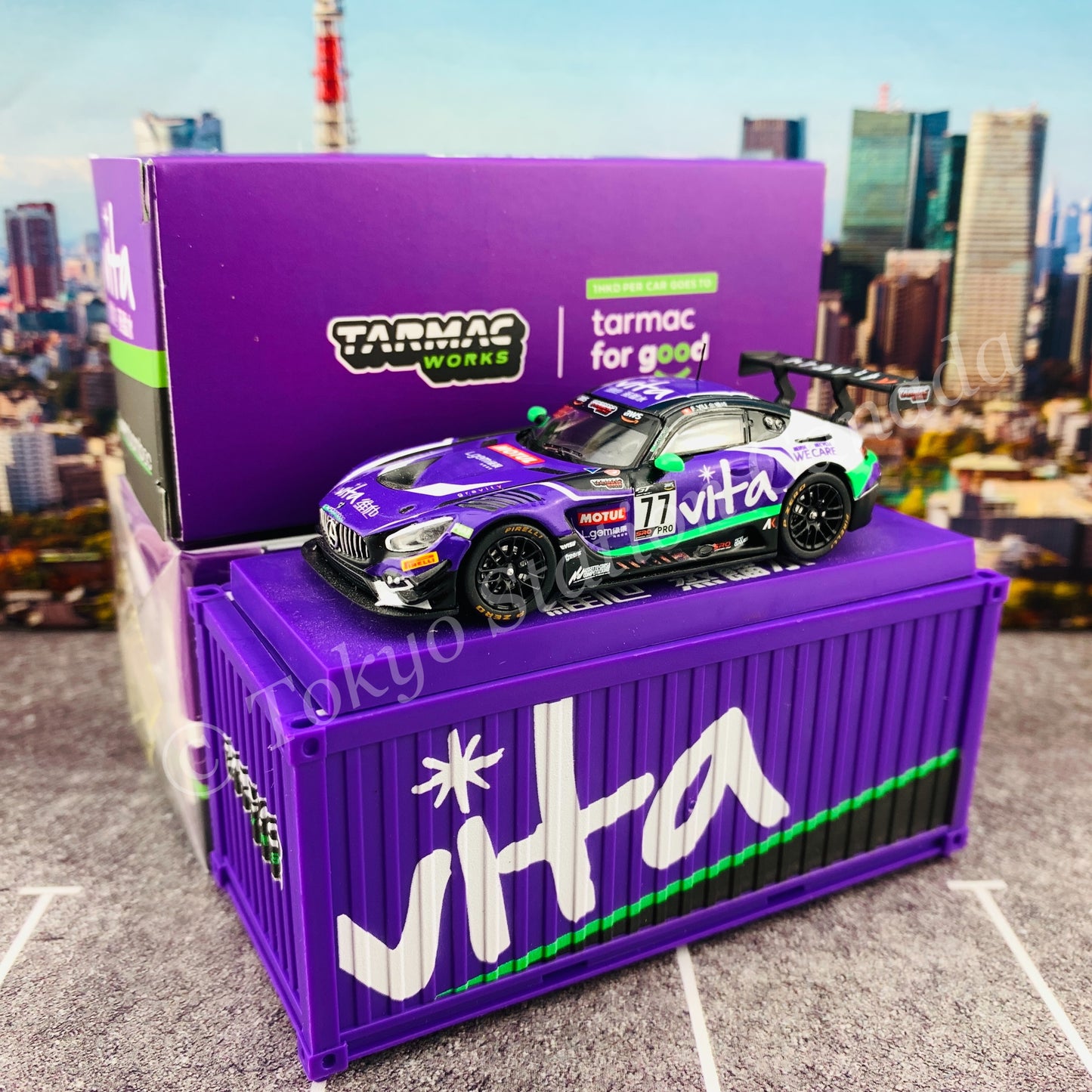 Tarmac Works 1/64 COLLAB64 Mercedes-AMG GT3 GT World Challenge Asia ESPORTS Championship 2020 Frank Yu (With Container) T64-008-WATER