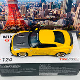 MINI GT 1/64 Pandem Nissan GTR R35 Duck Tail Metallic Yellow w/ Carbon Bonnet RHD MGT00124-R
