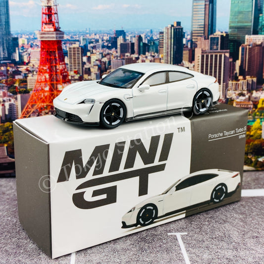 MINI GT 1/64 Porsche Taycan Turbo S White LHD MGT00218-L
