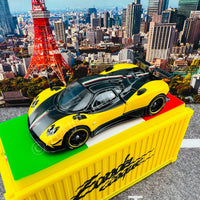 TARMAC WORKS 1/64 GLOBAL64 Pagani Zonda Cinque Giallo Limone with Container Special Edition T64G-TL021-YL