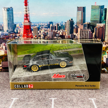 TARMAC WORKS x Schuco 1/64 Porsche 911 (964) Turbo Black T64S-009-BLK