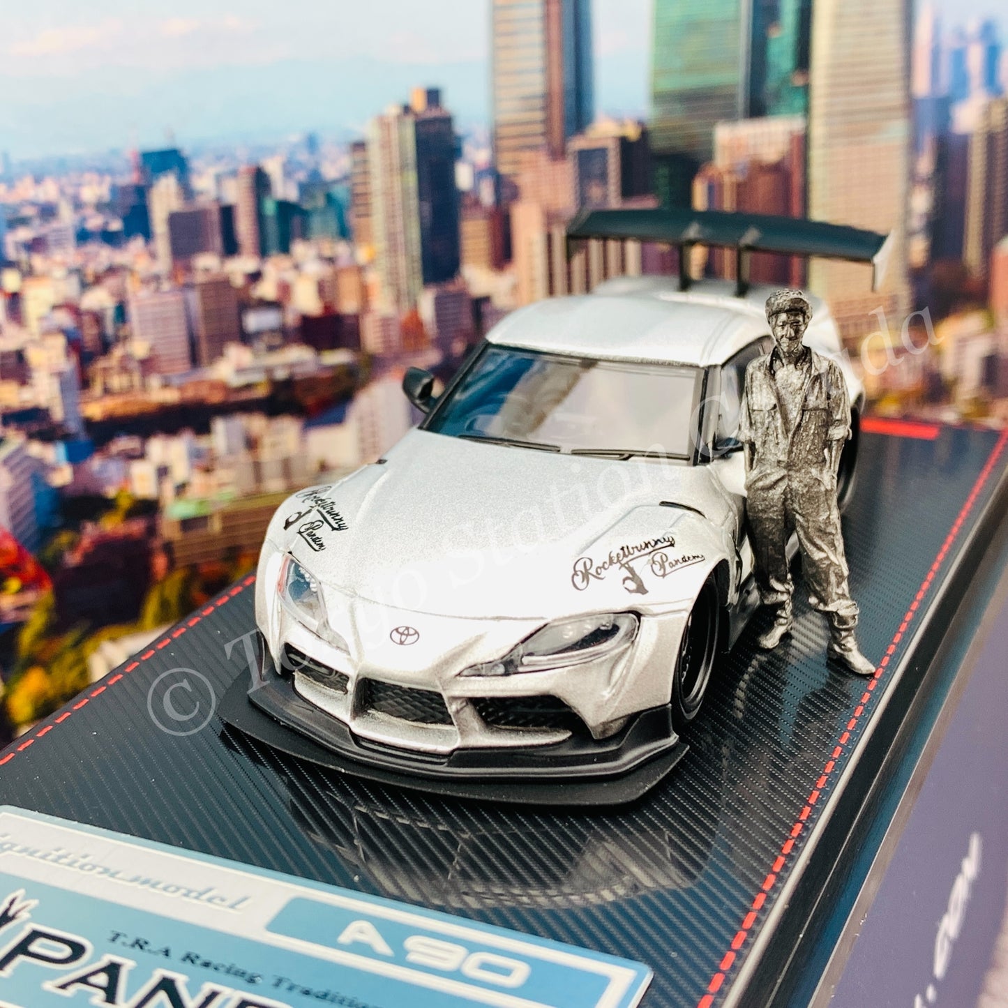 Ignition Model 1/64 PANDEM Supra (A90) Silver with Mr. Miura metal figurine IG2338