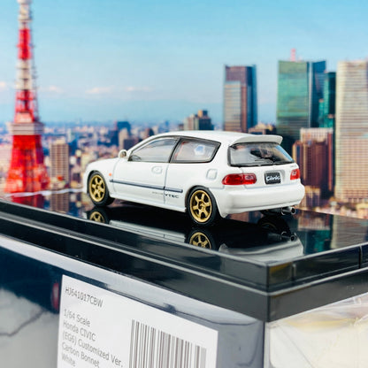 HOBBY JAPAN 1/64 Honda Civic EG6 Customized Version Carbon Bonnet WHITE HJ641017CBW