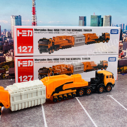TOMICA 127 Mercedes-Benz 4850 TYPE 240 SCHNABEL TRAILER