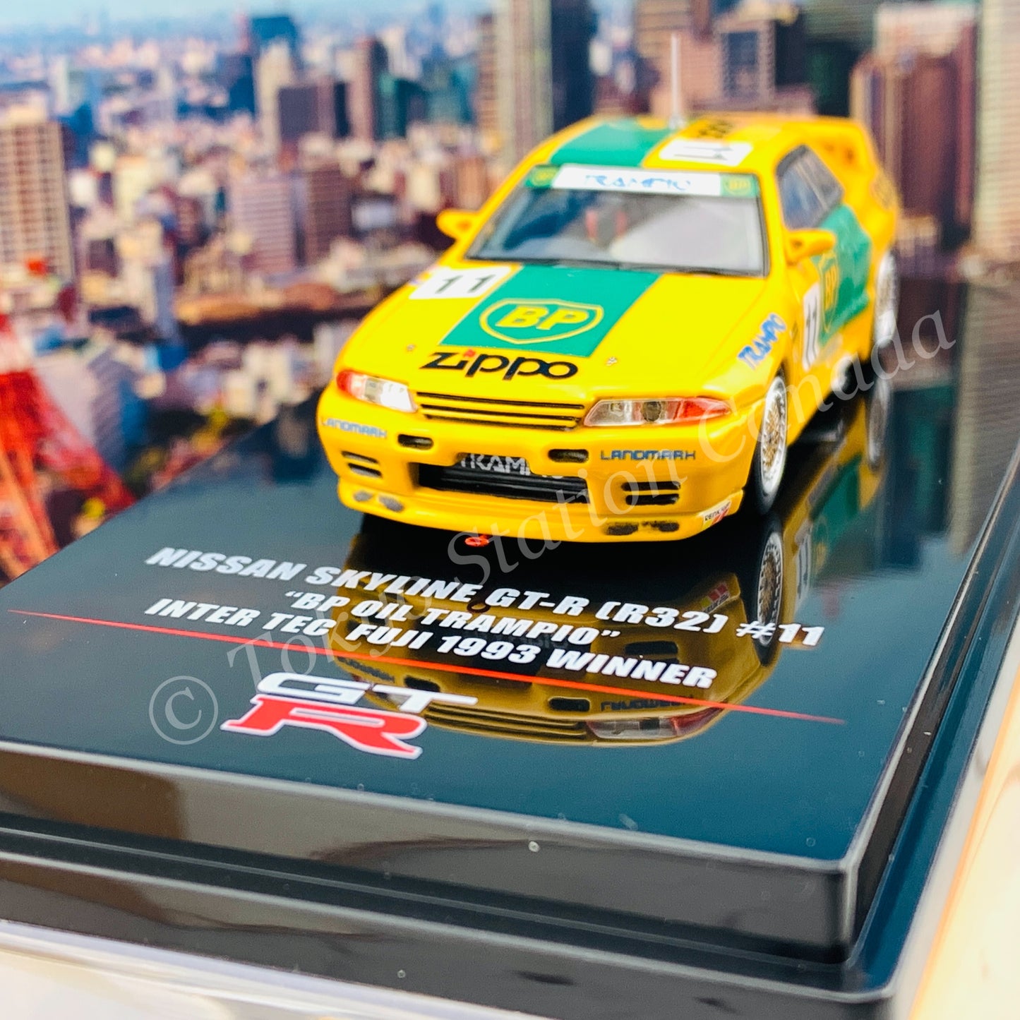 INNO64 1/64 NISSAN SKYLINE GT-R R32 #11 "BP OIL TRAMPIO"  Inter TEC Fuji 1993 Winner IN64-R32-BP